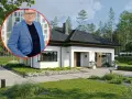 Mężczyzna w garniturze obok nowoczesnego domu. Dowiedz się, jaki jest koszt budowy domu 150m2.