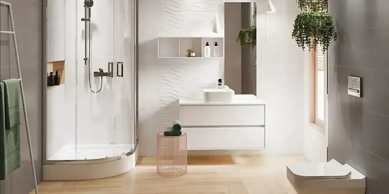Nowoczesna łazienka 5m2: prysznic, umywalka, WC. Szacowany koszt remontu łazienki 5m2 robocizna.