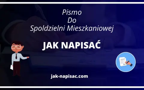 Ilustracja przedstawia pisanie pisma do spółdzielni mieszkaniowej.