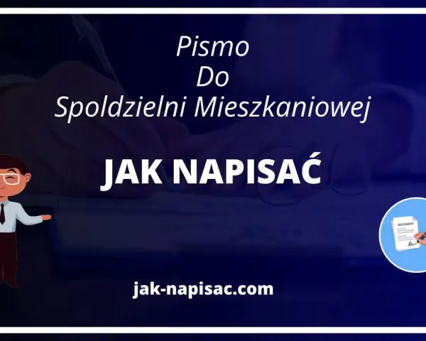 Ilustracja przedstawia pisanie pisma do spółdzielni mieszkaniowej.