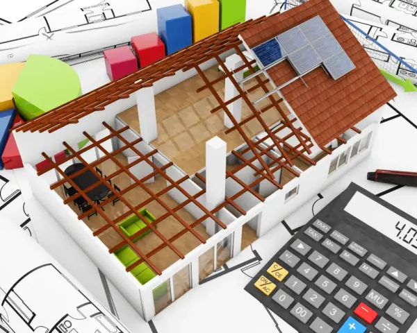 Kalkulacja kosztów ocieplenia domu: model domu, wykresy, kalkulator i plany architektoniczne.
