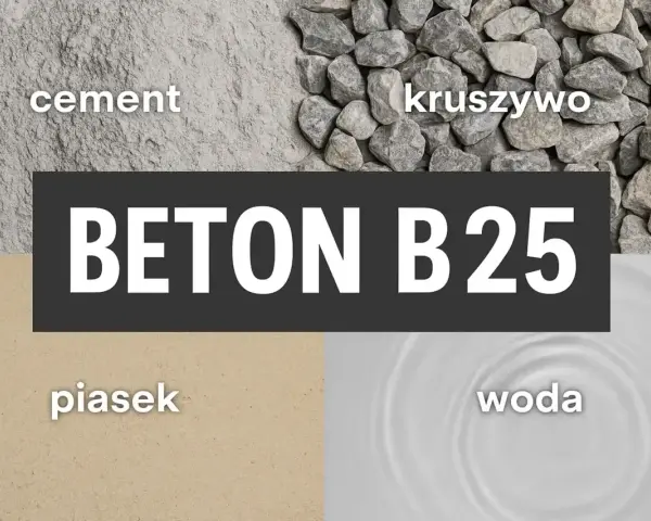 Składniki betonu B25: cement, kruszywo, piasek, woda. Poznaj suche beton proporcje.