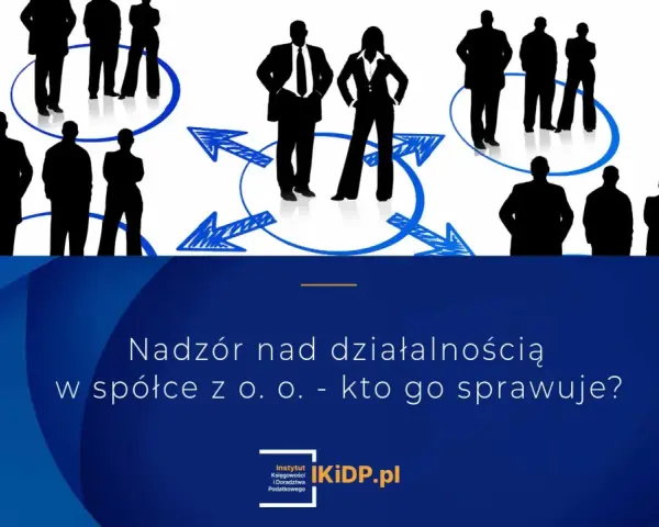 Sylwetki ludzi w kręgach połączonych strzałkami, symbolizujące nadzór i kontrolę.