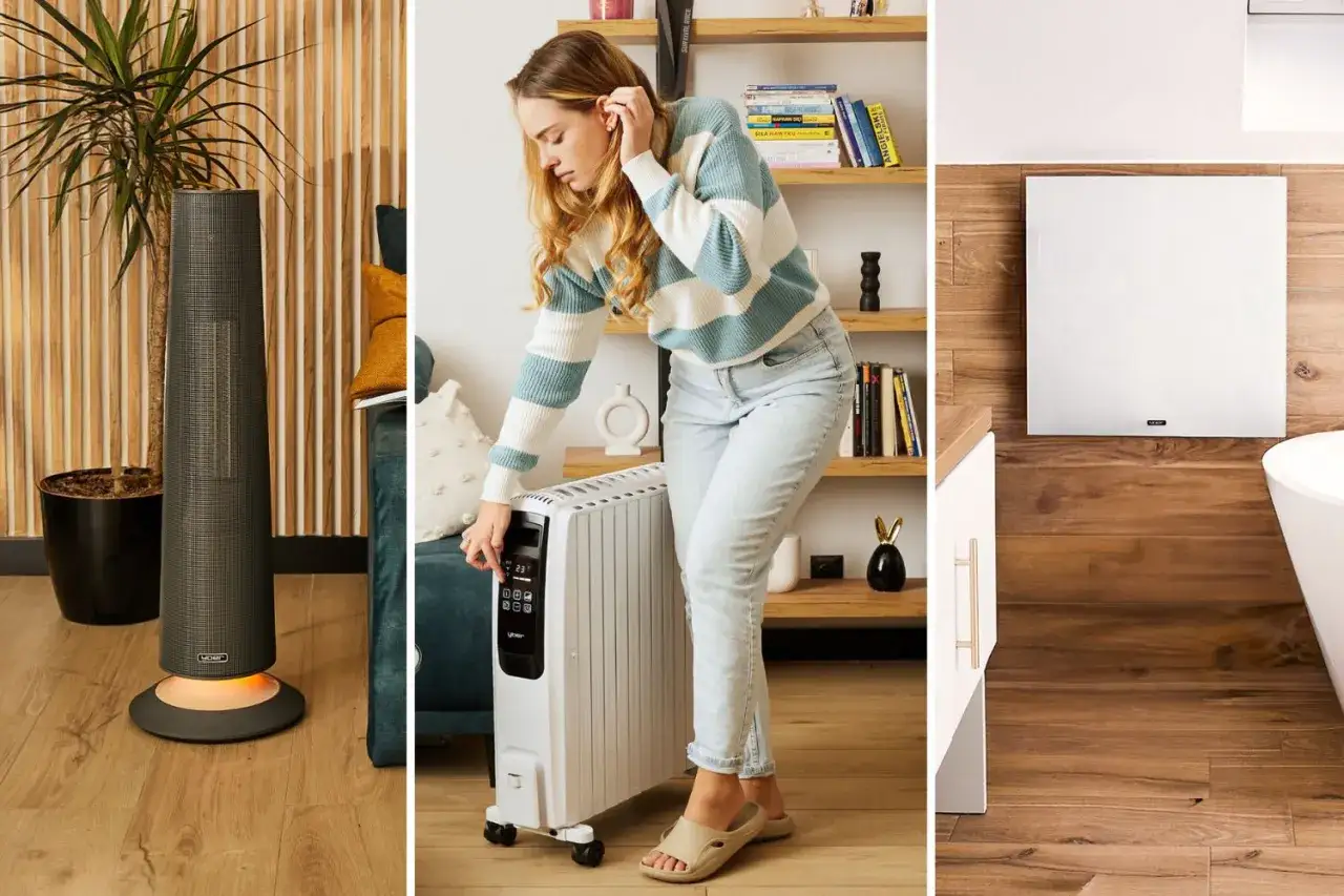 r&oacute;żne typy grzejnik&oacute;w elektrycznych, promiennik podczerwieni, farelka