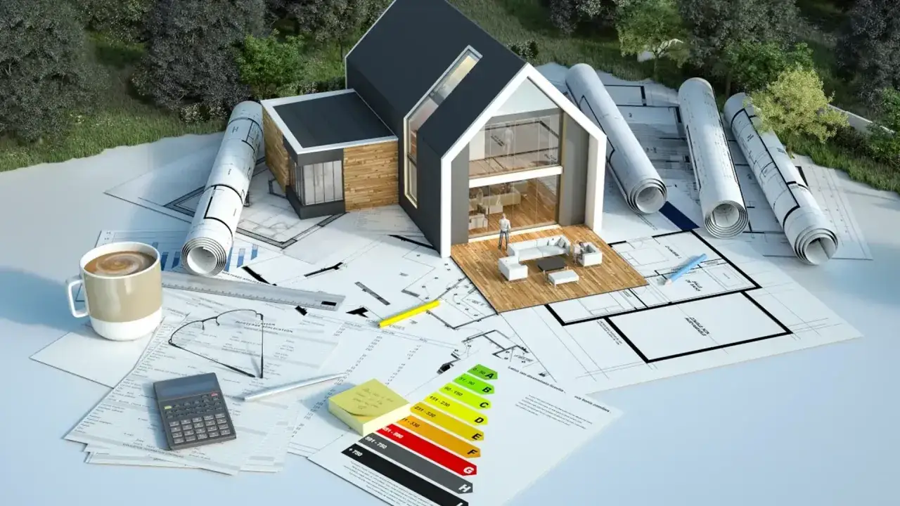 Projekt domu z energooszczędnością A, kawa i plany. Wizja czyste powietrze 2026.